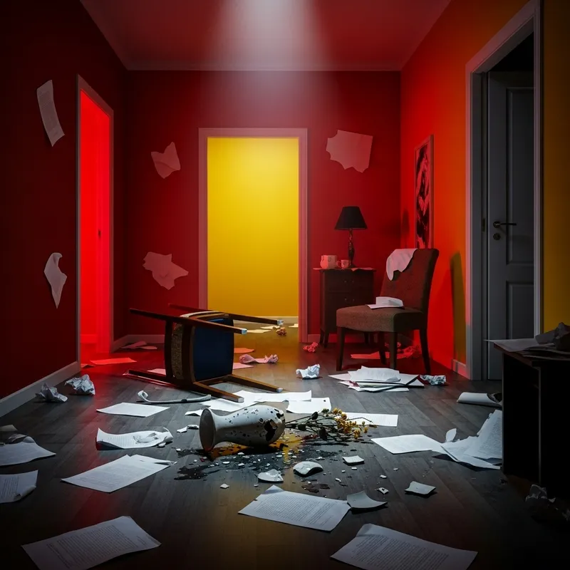 Vivid Anger and Tension in Abandoned Room