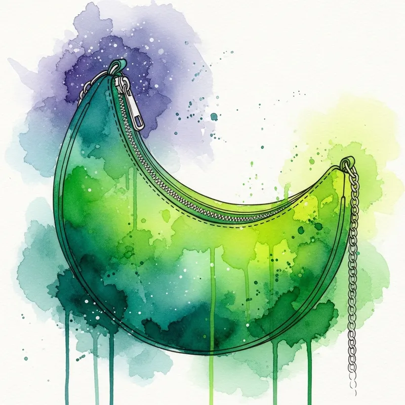 Green Moon-Shaped Bag with Aquatic Effect