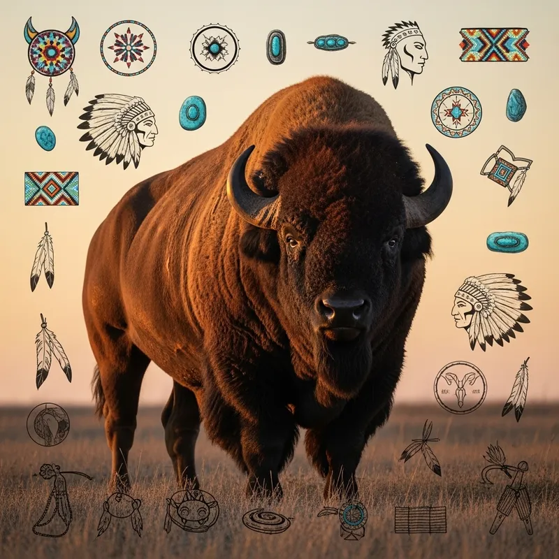 Native American Buffalo in Wild Plains