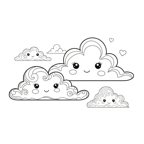 Whimsical Clouds Coloring Page: Loss and Wonder for Kids