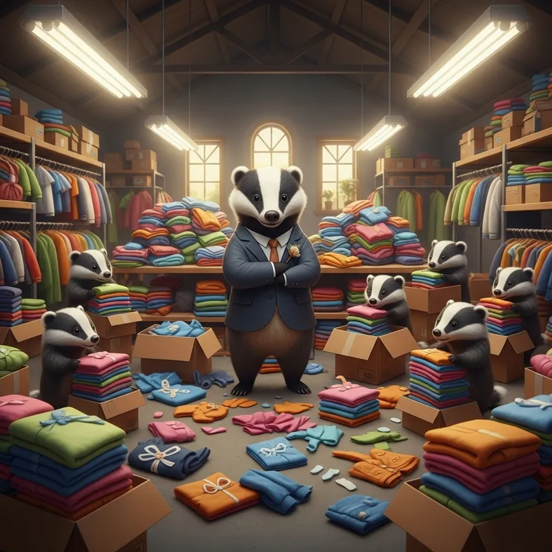 Badger Wedding Suit in Clothing Warehouse | Adorable Pack & Fold Scene