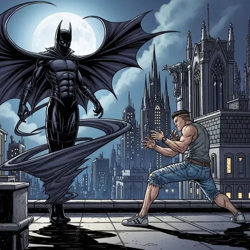 Batman vs John Cena: Urban Gothic Rooftop Fight
