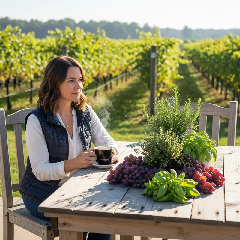 Morning Coffee with Vineyard View - Rustic Charm and Relaxation