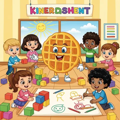 Whimsical Waffle Character in Kindergarten Fun