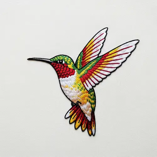 Exquisite Hummingbird Embroidery Design with Vibrant Colors