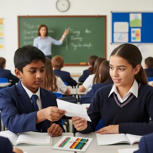 Kid Passing Note in Class - A School Scene