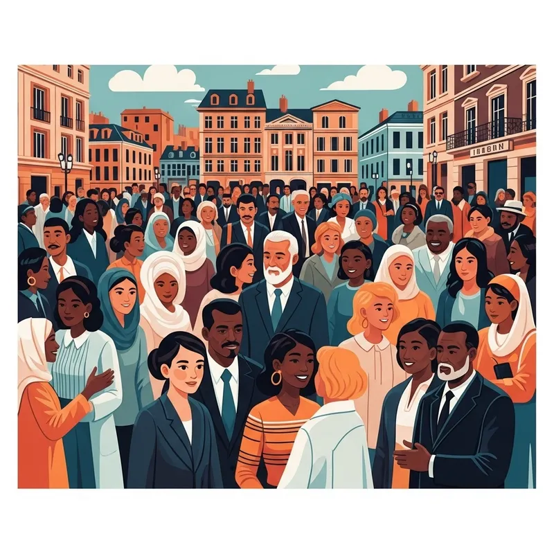 Embracing Unity and Joyful Cultural Exchange in Vibrant City Square