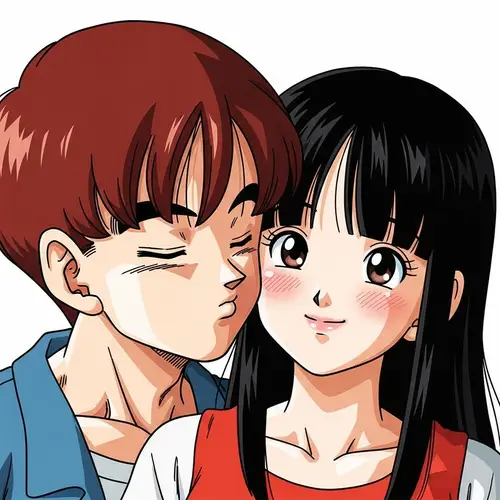 Anime-style Illustration of Young Man and Woman Sharing a Friendly Moment