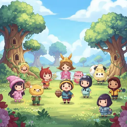 Whimsical and Colorful Characters in Studio Ghibli-style Animation