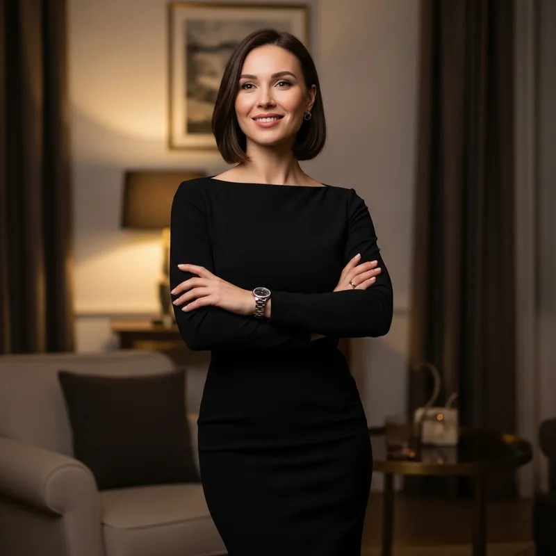 Sophisticated Female in Black Underwear Exuding Elegance