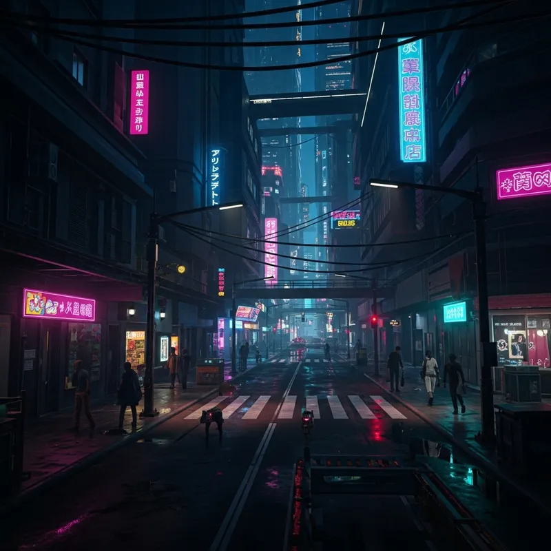Futuristic Cyberpunk Cityscape: Neon Nights and Vibrant Shadows