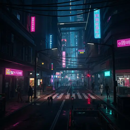 Futuristic Cyberpunk Cityscape: A Cinematic Night Scene