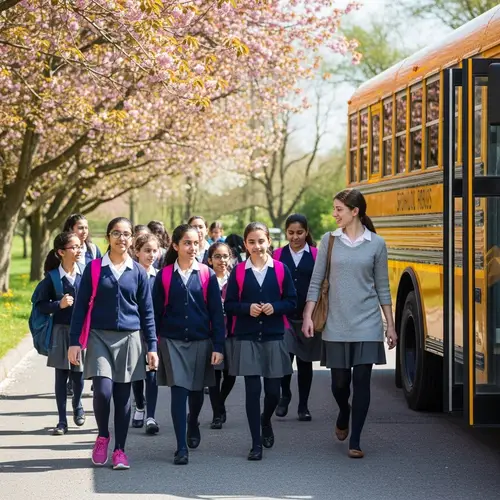Dignified School Trip - Multicultural Female Students Exploring with Excitement