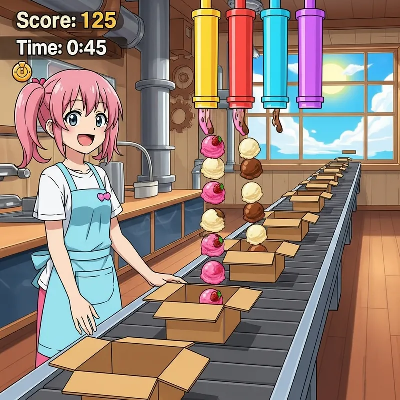 Anime-Style Ice Cream Conveyor Game: Fun Collection Anime-Style Ice Cream Conveyor Game: Fun Collection