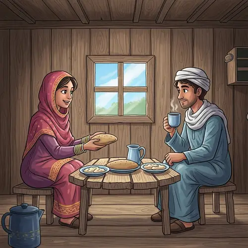 Heartwarming Friendship: South Asian Female and Middle-Eastern Male Sharing Meal