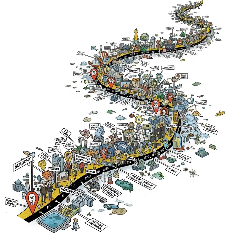 Colorful Timeline: Bursting with Historic Events from Past to Present