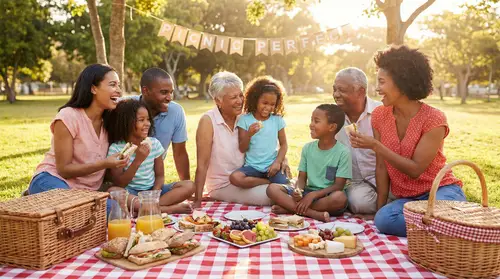 Happy Family Picnic in the Park - Enjoy the Moments