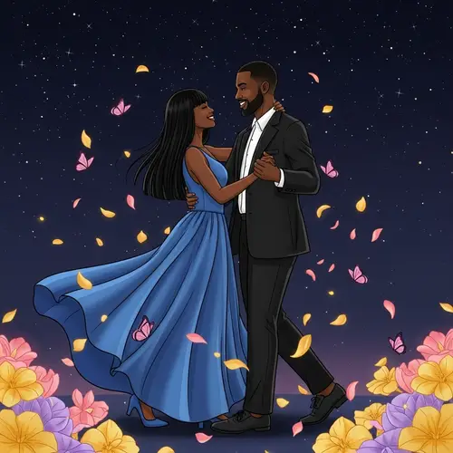 Expressive Love in Motion: Tender Dance Under Starry Night
