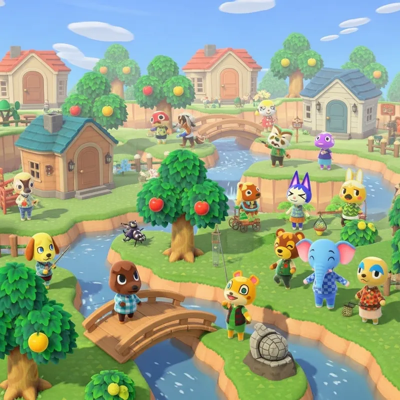 Idyllic Animal Crossing Landscape | Quaint Rural Life Simulation Idyllic Animal Crossing Landscape | Quaint Rural Life Simulation