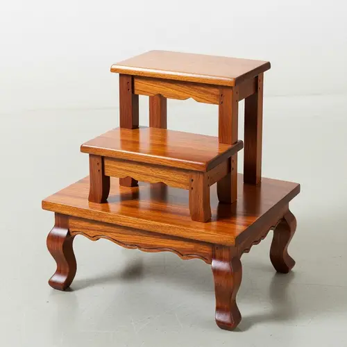 Polished Mahogany Wooden Display Stand - Handcrafted Design