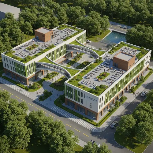 Neo-Futurism and Biophilic School Architecture with Railway Theme