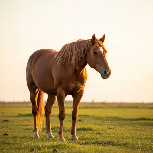 Magnificent Horse in Serene Meadow at Sunset