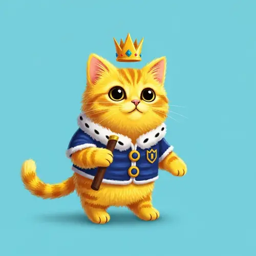 Whimsical Cat with Crown Head | Yellow Soft Candy Fur