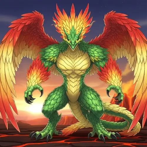 Fierce Dragon-Fighting Phoenix Creature