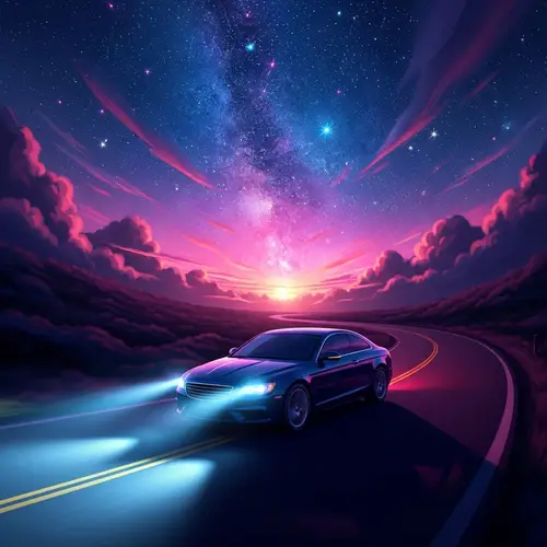 Magical Sky with Moving Car – Enchanting Imagery