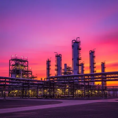 Stunning Sunset Over Oil and Gas Industry Complex