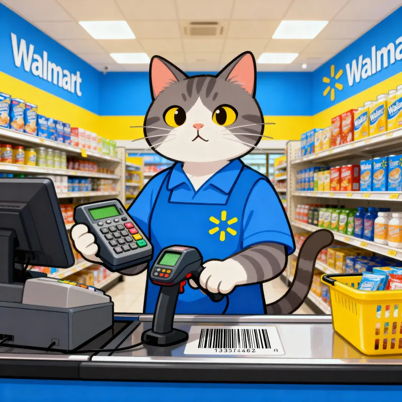 Cat as Walmart Cashier - Fun Shopping Experience