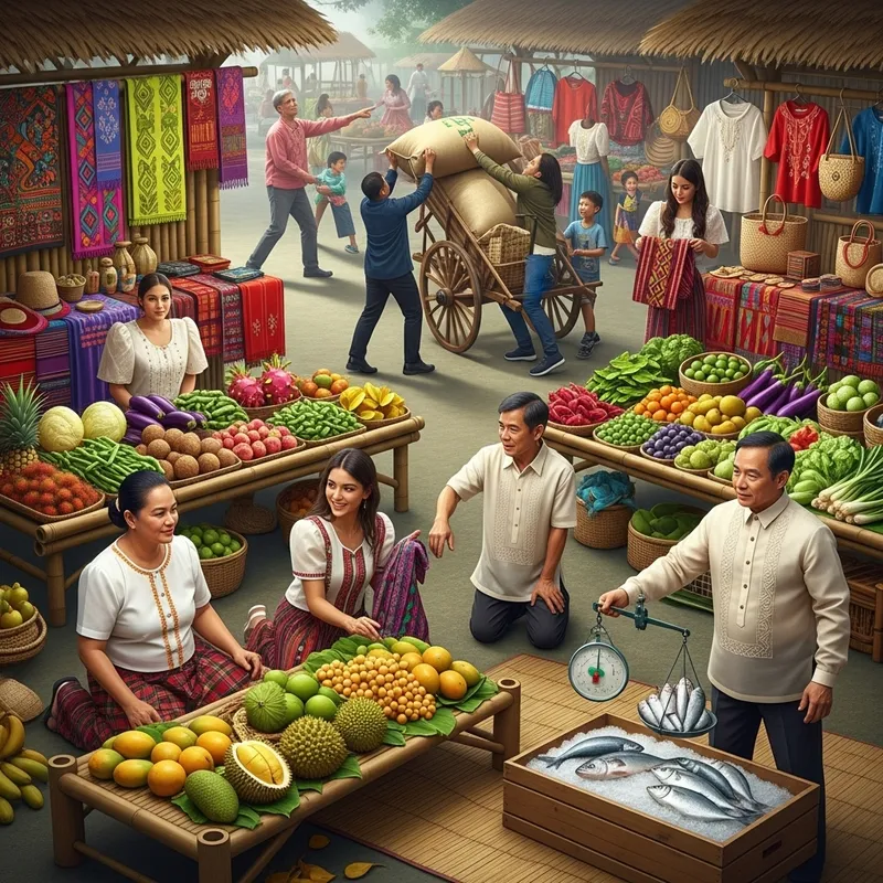 Lively Filipino Market with Diverse Vendors and Bayanihan Spirit