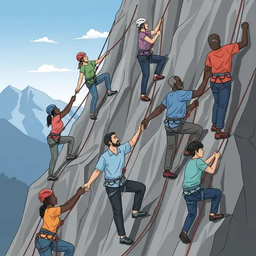 Climbing Together: People Supporting Each Other