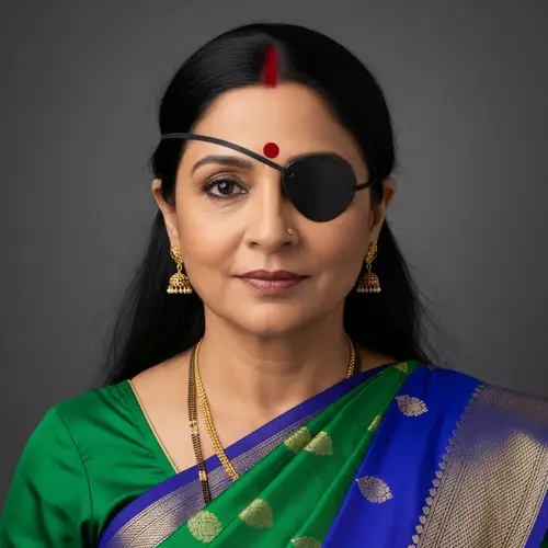 Indian Woman with Eyepatch - Distinguished Features and Elegant Attire