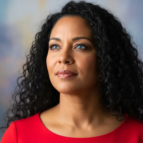 Medium-Skinned Woman with Wisdom and Excitement | Red Dress