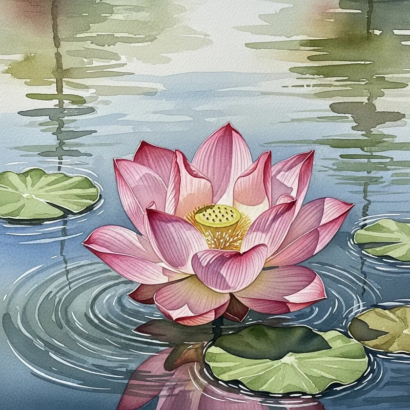 Watercolor Lotus Flower Art - Serenity in Bloom