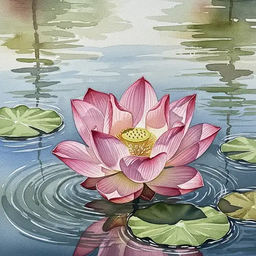 Watercolor Lotus Flower Art - Serenity in Bloom