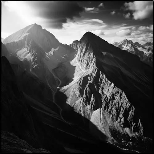 Vintage Black and White Mountain Landscape Photography