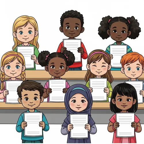 Diverse Elementary Students Excelling in Classwork