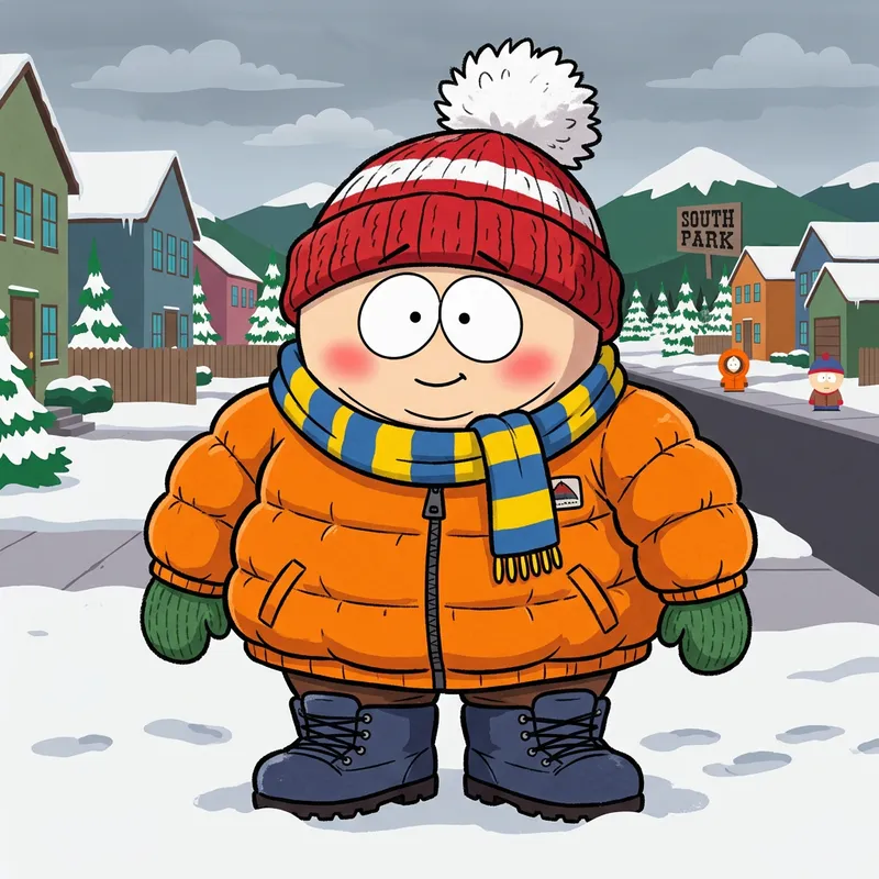 Animated Cartoon Character in South Park Style | Winter Outfit