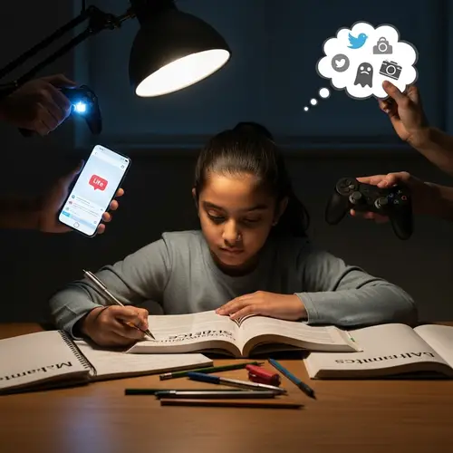 Focused South Asian Girl Studying with Determination