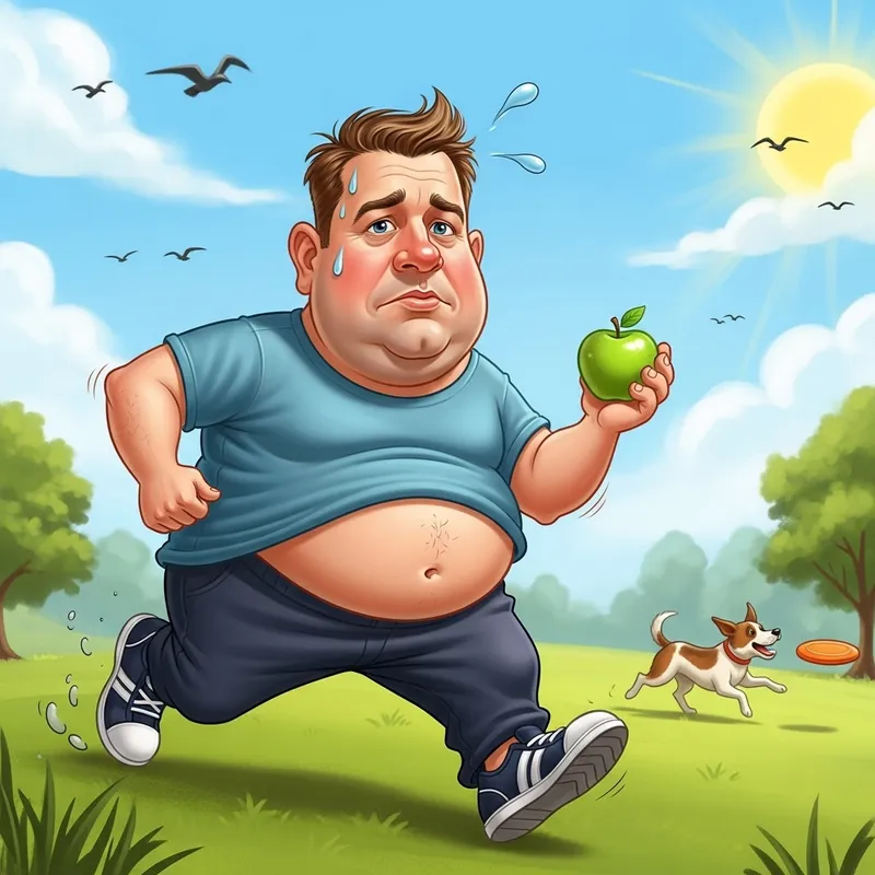 Funny Weight Loss Caricature | Running for Fitness Success
