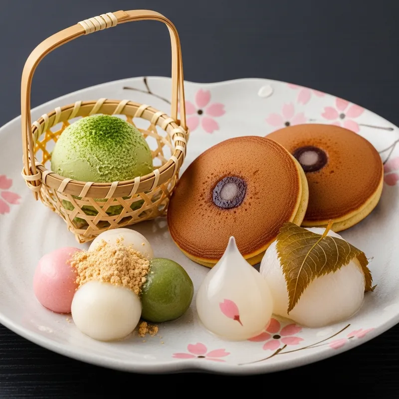 Delicious Japanese Desserts: Mochi, Dorayaki, Raindrop Cake & Matcha Ice Cream - Exquisite Visuals
