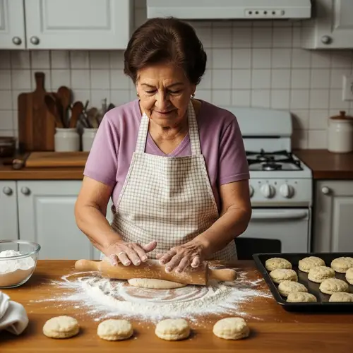 Old Age Woman Making Delicious Biscuits from Scratch