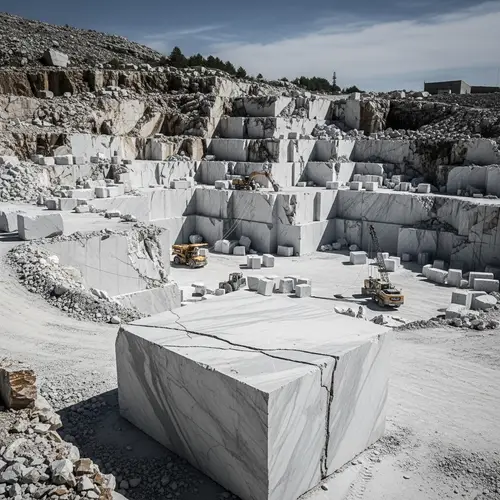 Marble Quarry: White Stone with Grey Veins | Extraction Machinery