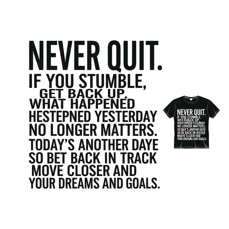 Motivational Phrases T-shirt Design - Never Quit and Reach Your Goals