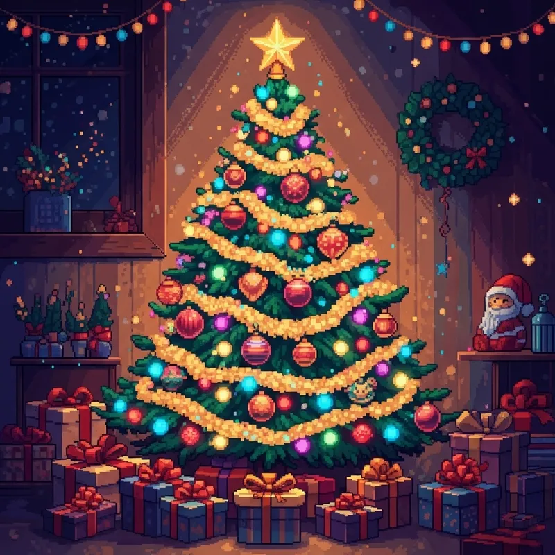 Christmas Tree Digital Art: Festive Decor & Glowing Lights