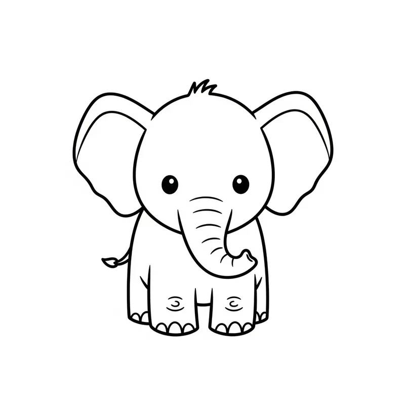 Adorable Elephant Coloring Image for Kids