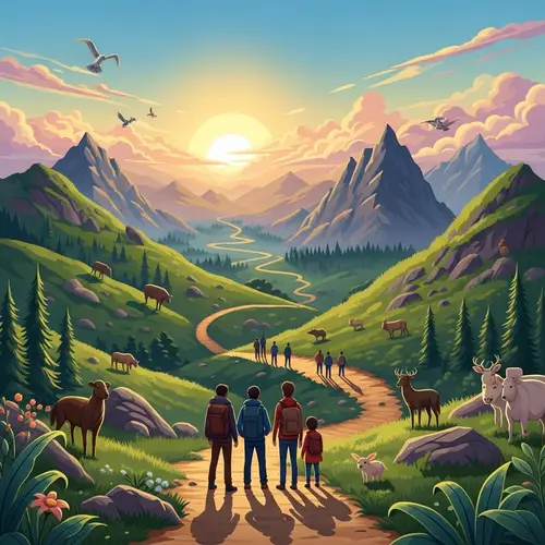 Beautiful Sunrise Illustration Inspiring New Beginnings