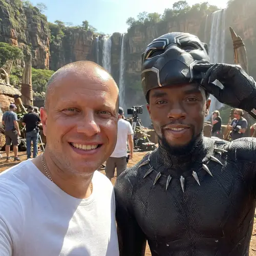 Epic Selfie with T'Challa on Black Panther Set